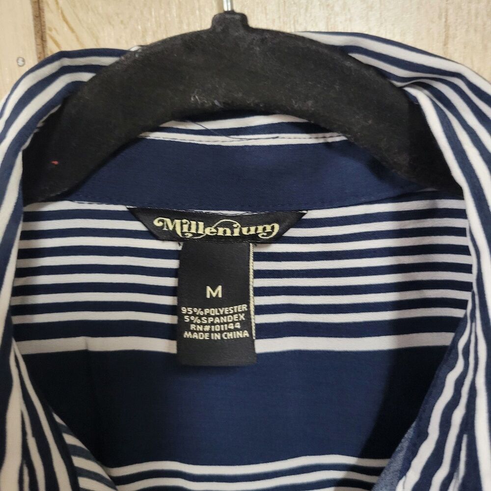Millenium Blue And White Striped Button Down Shir… - image 2